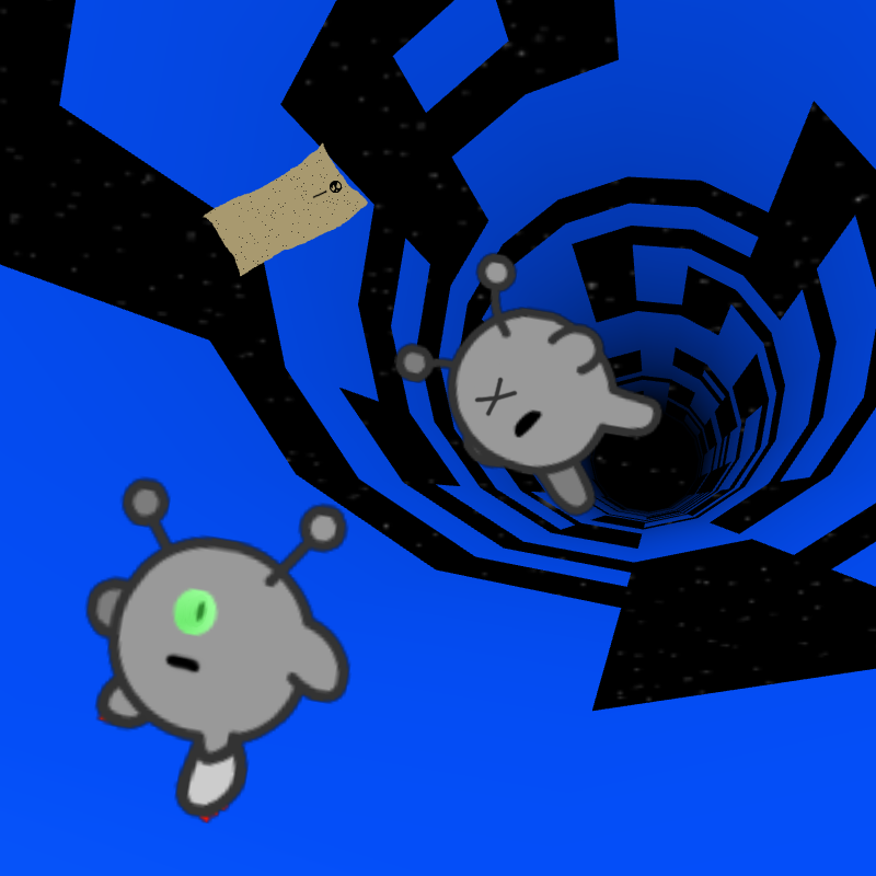 The Skater bowls the Runner over at the end of Level 10. The Runner hangs in the air, eye closed tightly, as she and her map fall in different directions. The Skater looks towards the Runner with an expression of concern or regret.

But his skates are fixed, at least!